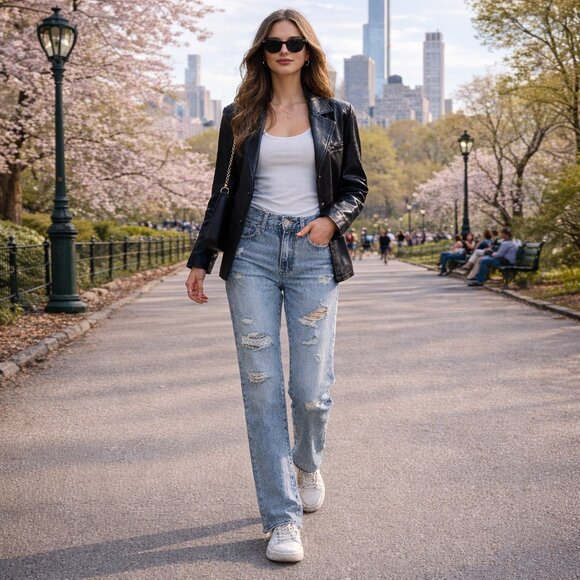 Veronica Beard Denim - Veronica Beard SZ 26 DYLAN Full Length Straight High Rise Jeans Distressed